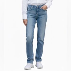 Gucci Mid Rise Tapered Straight Leg Jeans Concealed Button Fly Casual Blue